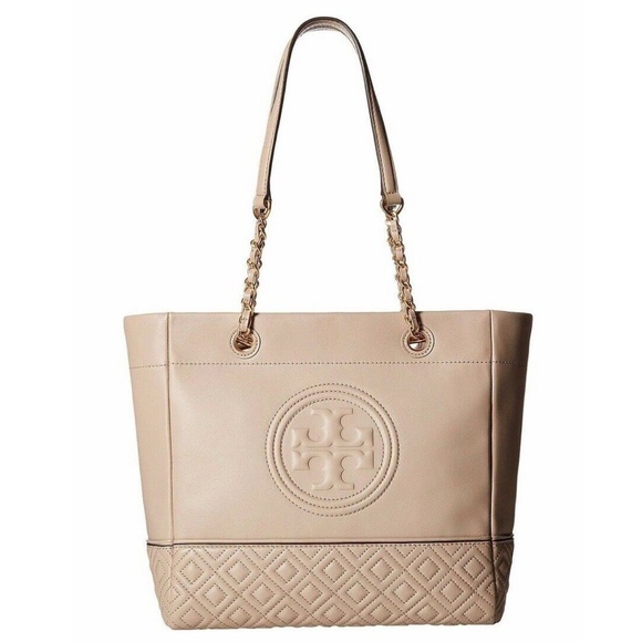 Tory Burch Handbags - Tory Burch Fleming Leather Tote - Light Taupe